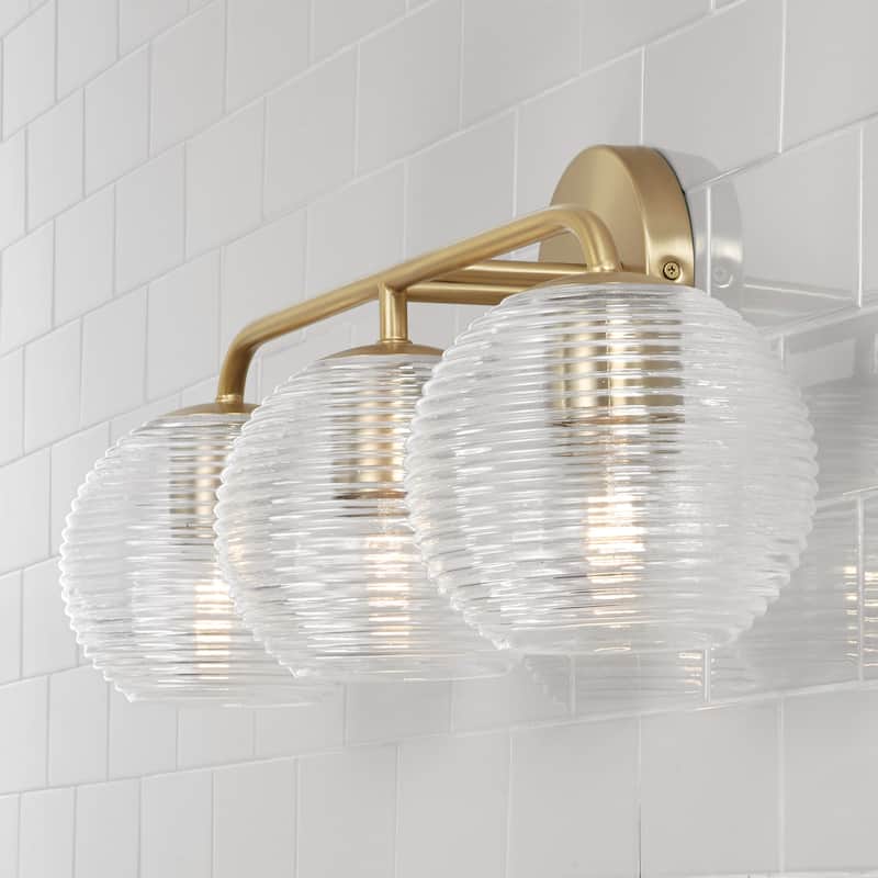 Dolan 3-light Bath/ Vanity Fixture w/ Clear Ribbed Glass