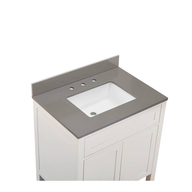 Altair Madrid Bathroom Vanity Countertop in Concrete Grey with White Sink without Vanity