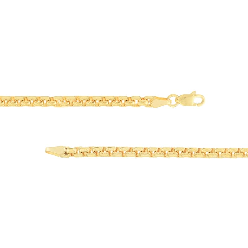 Curata 14k Yellow Gold 3.3mm Solid Round Box Chain Bracelet Lobster Lock Closure 8.50 Inch
