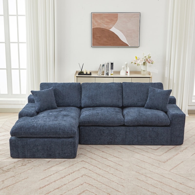 107.9" Upholstered Cloud Free-Combined Sectional Sofa with Double-Layer Cushion and Side Pockets