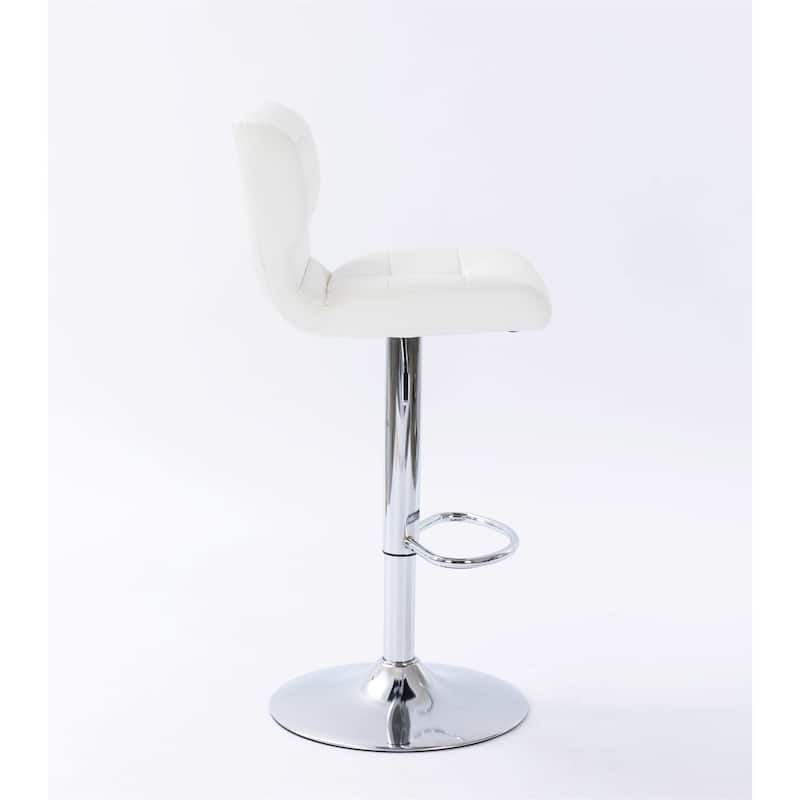 Tufted Wingback Modern Adjustable Swivel Height Bar Stools (Set of 2)