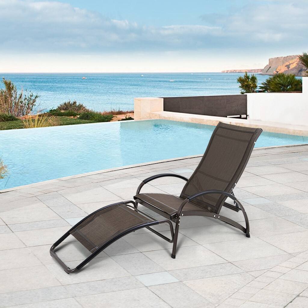 Outdoor Aluminum Adjustable Reclining Chaise Lounge as Sun Lounger or Rocking Chair