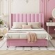 preview thumbnail 37 of 50, Pink Full Velvet Upholstered Bed with Large Storage Drawer - Chic & Functional