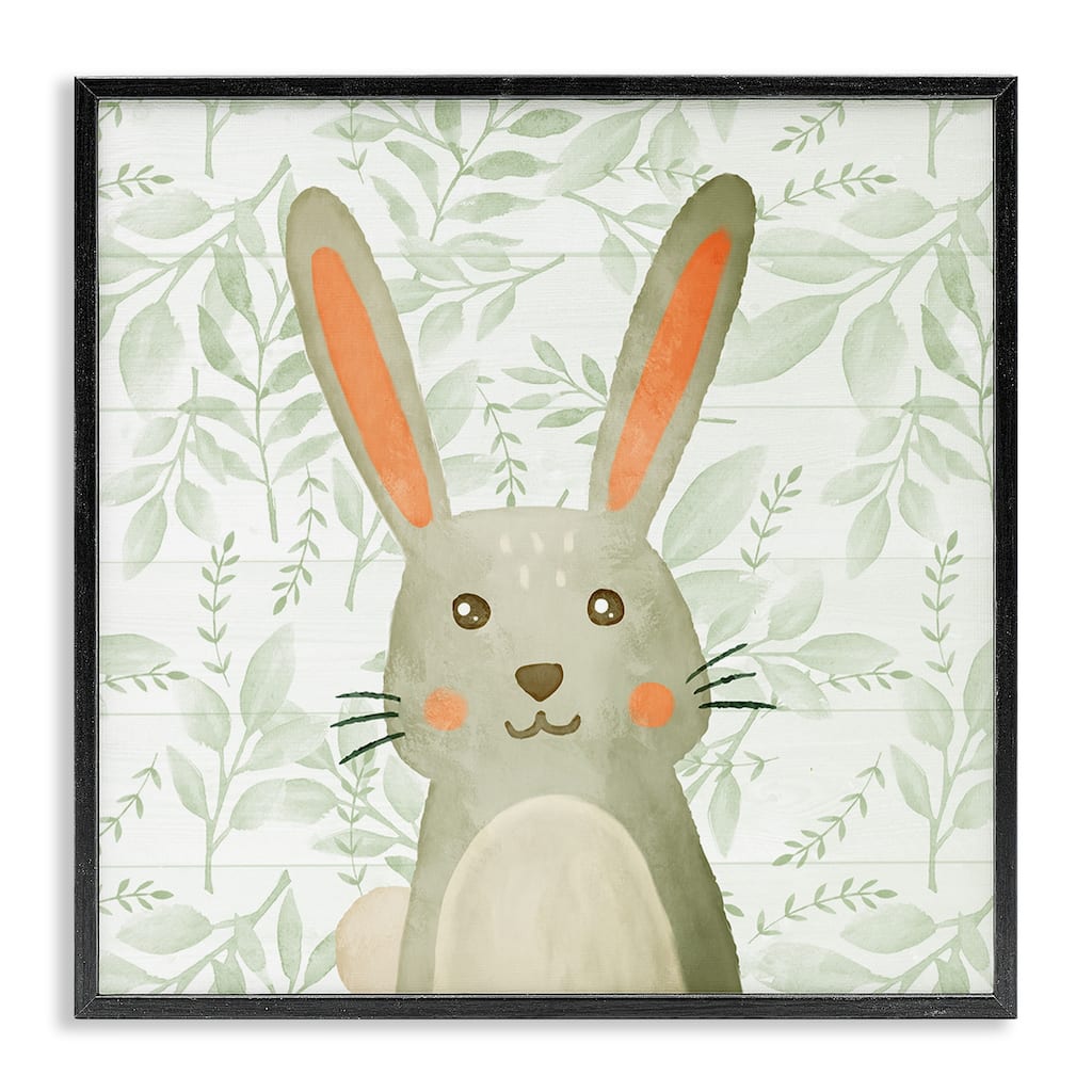 Stupell Whimsical Bunny on Florals Framed Giclee Art Design By Kim Allen