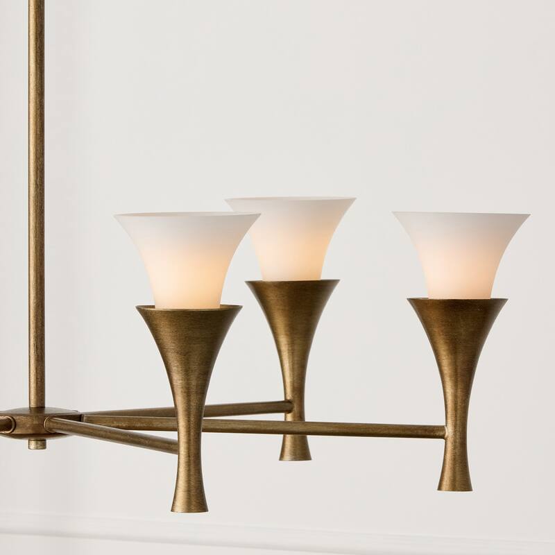 34" W x 23" H 6-Light Chandelier in Mystic Luster with Soft White Glass - 33.75"W x 24.25"H