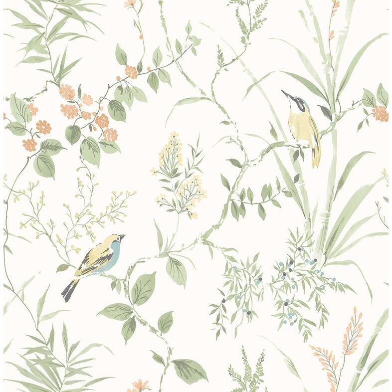 Brewster Chesapeake Imperial Garden Sage Botanical Wallpaper - 20.5in x 396in x 0.025in