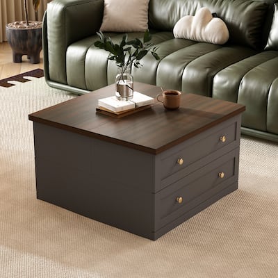 Aesthetic and Practical Coffee Table: Warm - toned Top and Ample Storage Space
