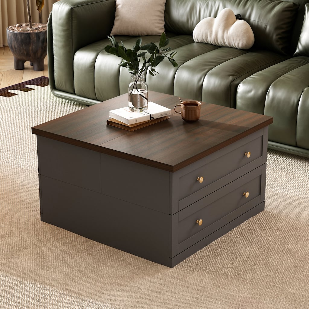 Aesthetic and Practical Coffee Table: Warm - toned Top and Ample Storage Space