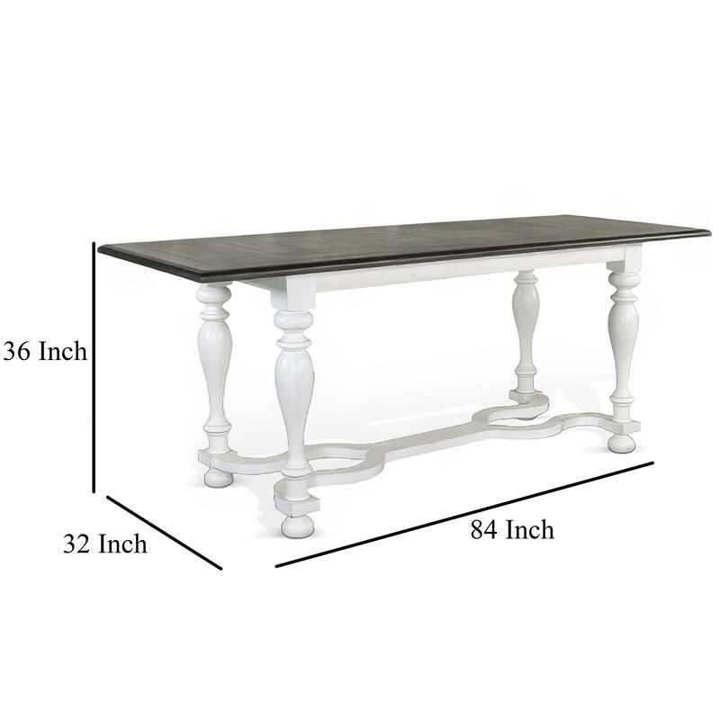 Orso Counter Height Narrow Dining Table, White, Brown Wood, 84 Inch