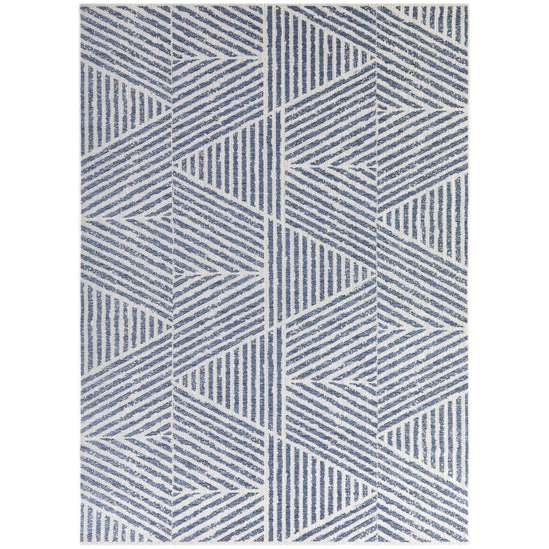 Darcy Modern Stripe Indoor/Outdoor Area Rug - 5'3" x 7' - Navy Blue