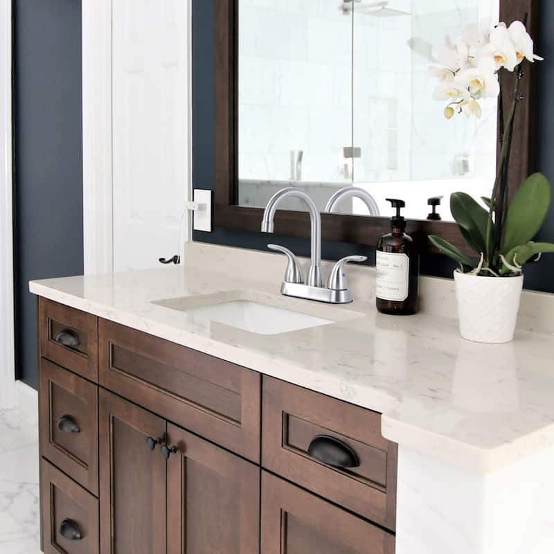 WOWOW 4 in. Centerset Double Handle High Arc Bathroom Faucet