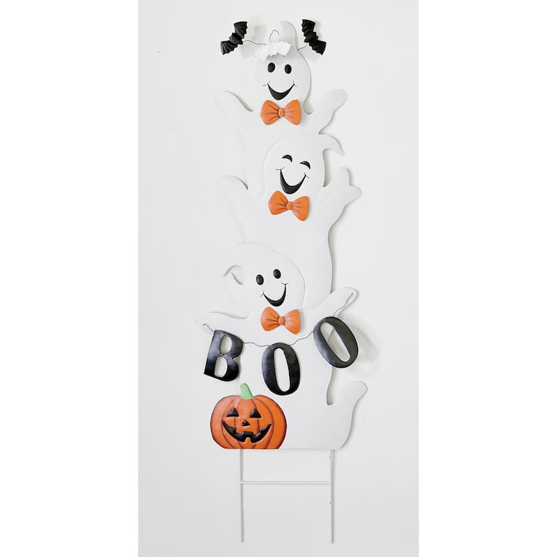 39" Metal Triple Halloween Ghost Yard Stake