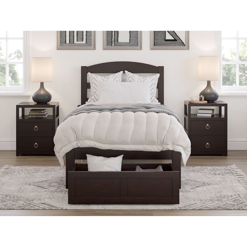 AFI Warren Platform Bed with Foot Drawer and Charging Station