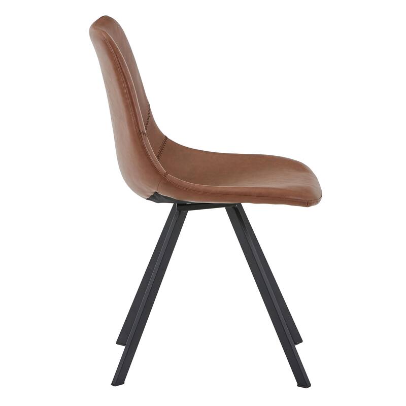 Markley Ergonomic Mid-back Leather Upholstered Foam Padded Dining Chair with Metal Legs and Floor-Protecting Caps (Set of 2)