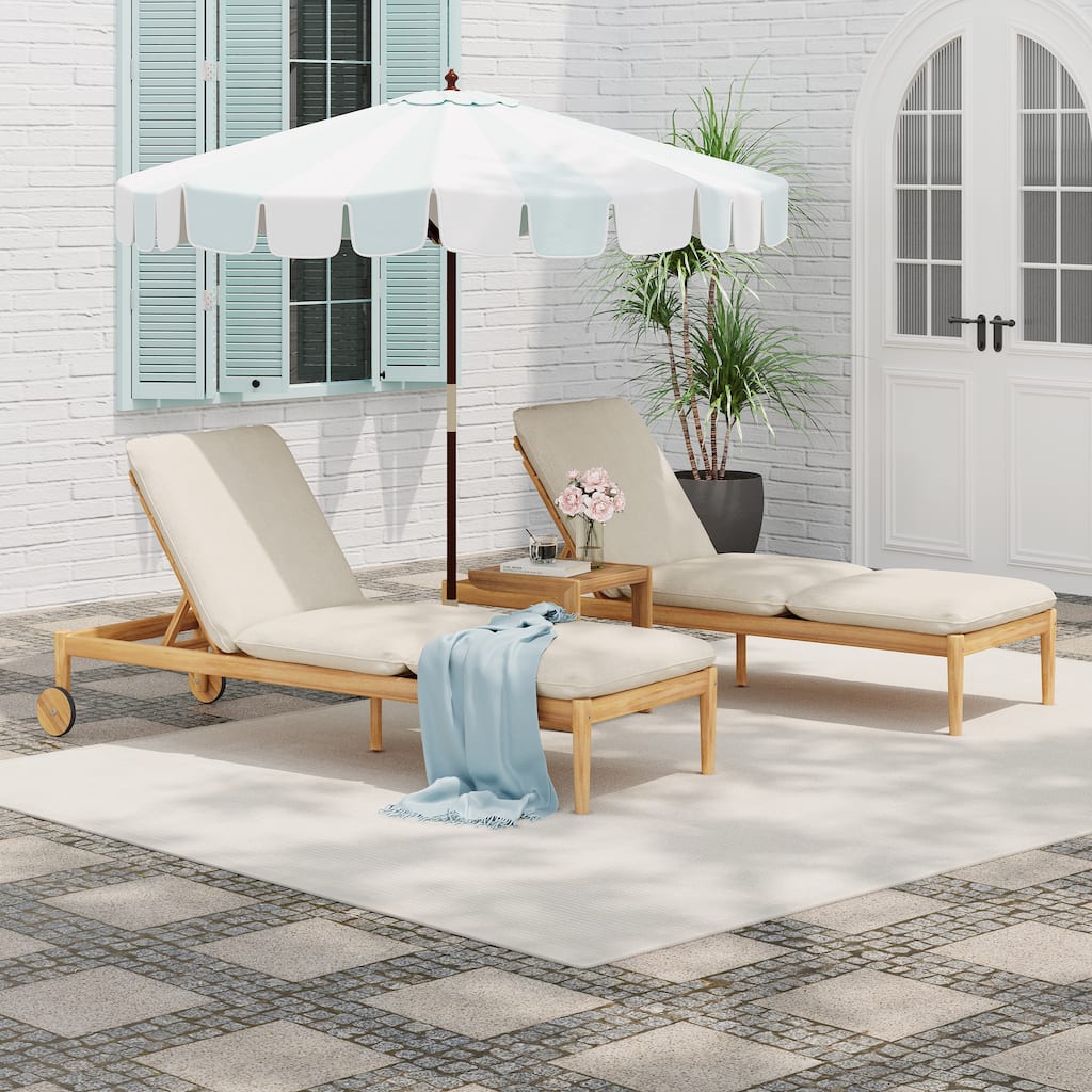 Christopher Knight Home - Jack Acacia Wood Patio Chaise Lounger (Set of 2)
