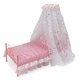 preview thumbnail 1 of 9, Badger Basket Starlights LED Canopy Metal Doll Bed with Bedding - Pink - 20.5" x 10.5" x 20"