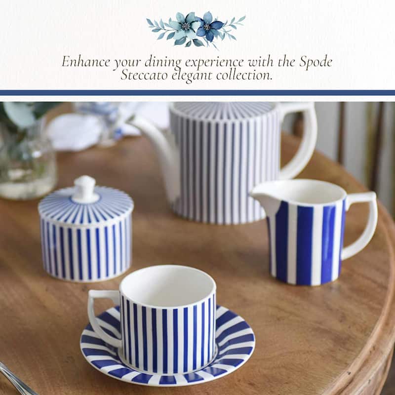 Spode Steccato Covered Sugar Bowl with Lid - 10 fl.oz