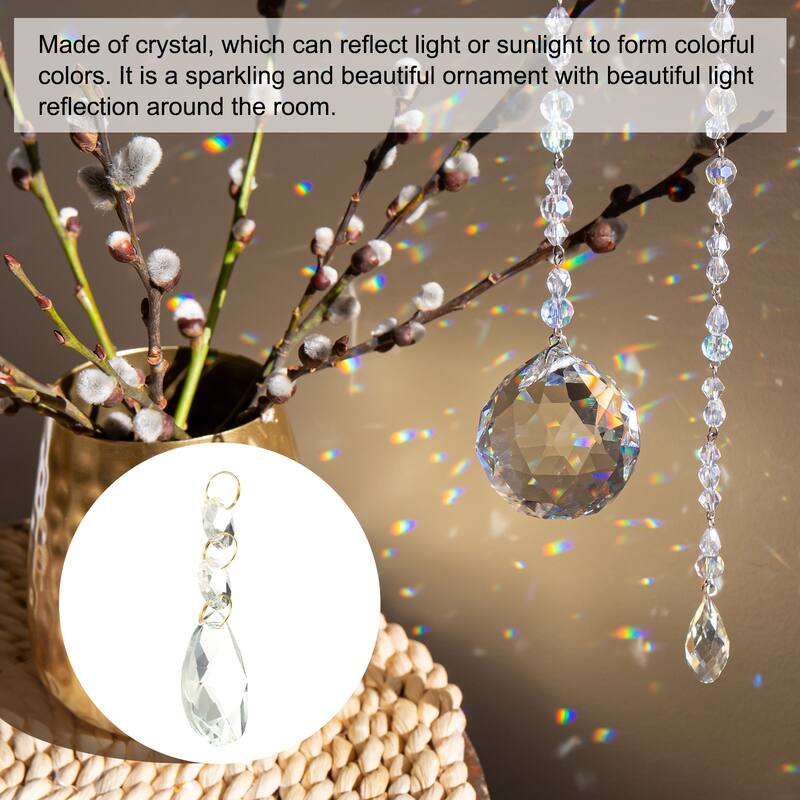 10Pcs 38mm Clear Crystal Teardrop w 14mm Octagonal Bead Clear