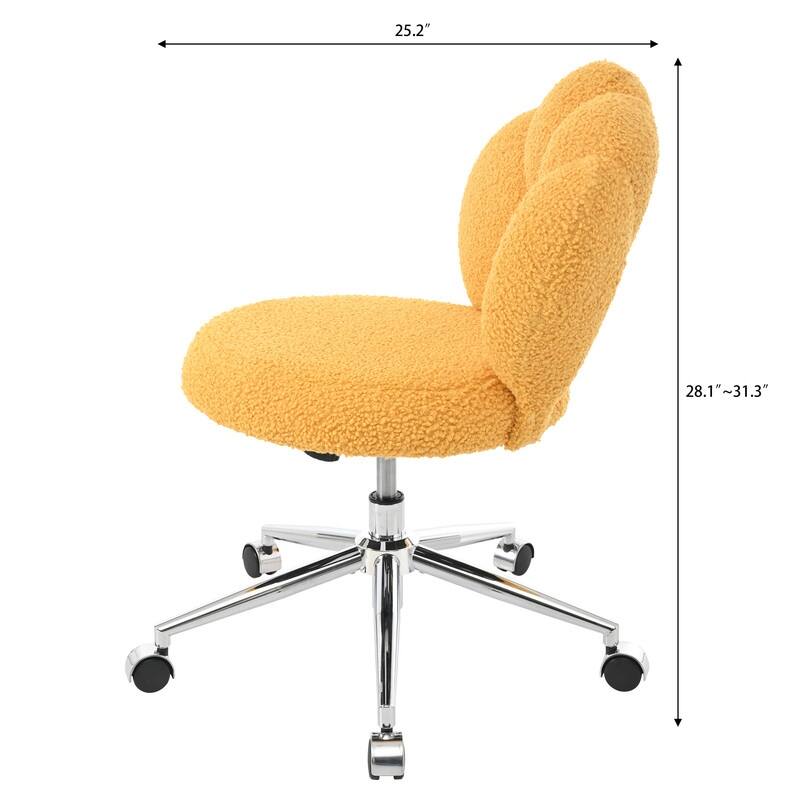 Modern Style Teddy Fabric Home Office Chair with Adjustable Height and 360°Swivel
