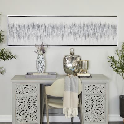Gray Canvas Modern Abstract Framed Wall Art with Silver Frame