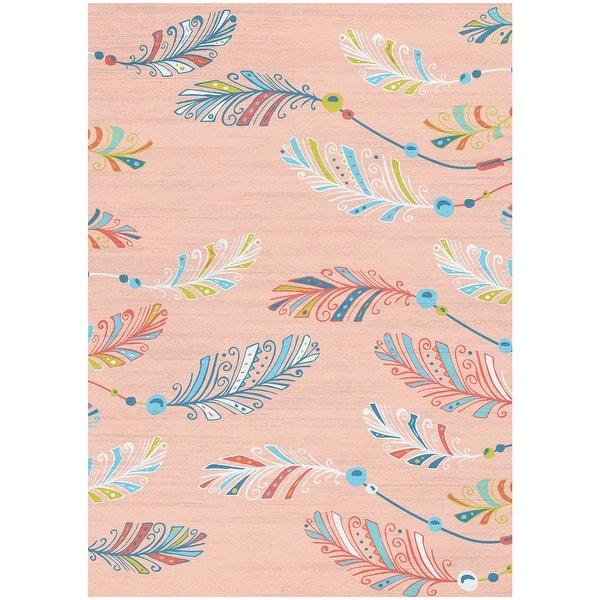 slide 2 of 9, Nourison Imagination Indoor only Pink Feathers Graphic Area Rug 3'5" x 5' - Pink/Multicolor
