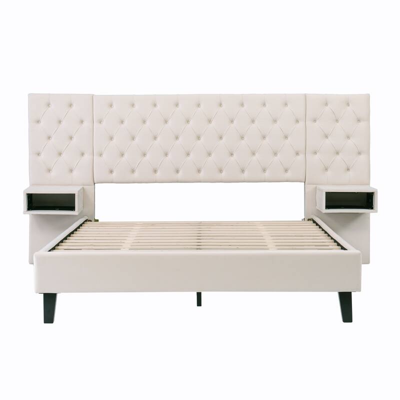 Christopher Knight Home - Alexander Velvet Upholstered Tufted Platform Bed with Nightstands