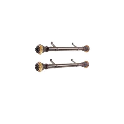Steel Curtain Rods Set - 12-20 Inch Adjustable Rods with Finials - Drapery Rods for Windows - M