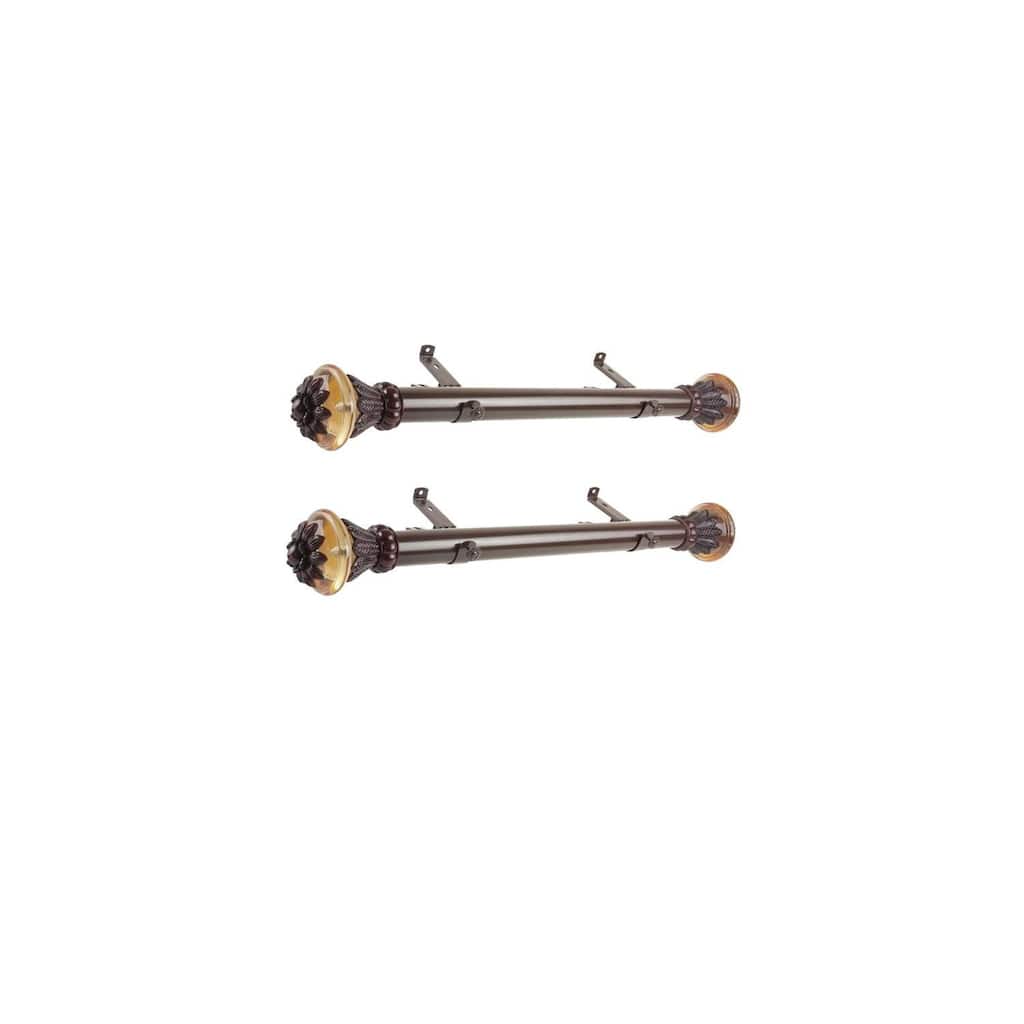 Steel Curtain Rods Set - 12-20 Inch Adjustable Rods with Finials - Drapery Rods for Windows - M