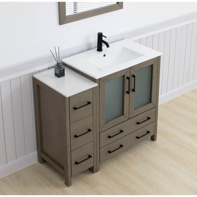 Vanity Art 42 Inch Single Sink Bathroom Vanity Set 5 Dove-Tailed Drawers 1 Cabinets 1 Shelf, Soft-Closing Doors with Free Mirror