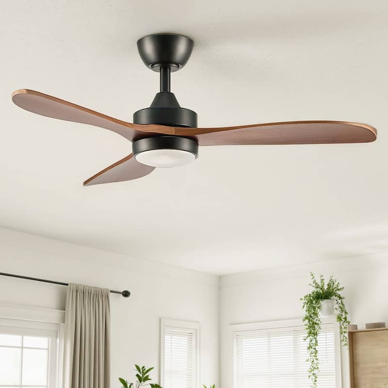 52" Outdoor Wet-Rated Waterproof LED Ceiling Fan with Dimmable Light and Remote Control