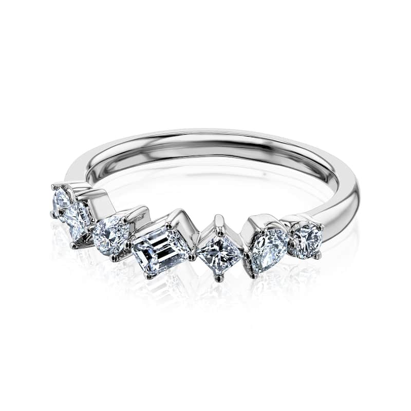 Kobelli 0.5 Carat Natural Diamond 10k Gold Mixy Diagonal Row Ring