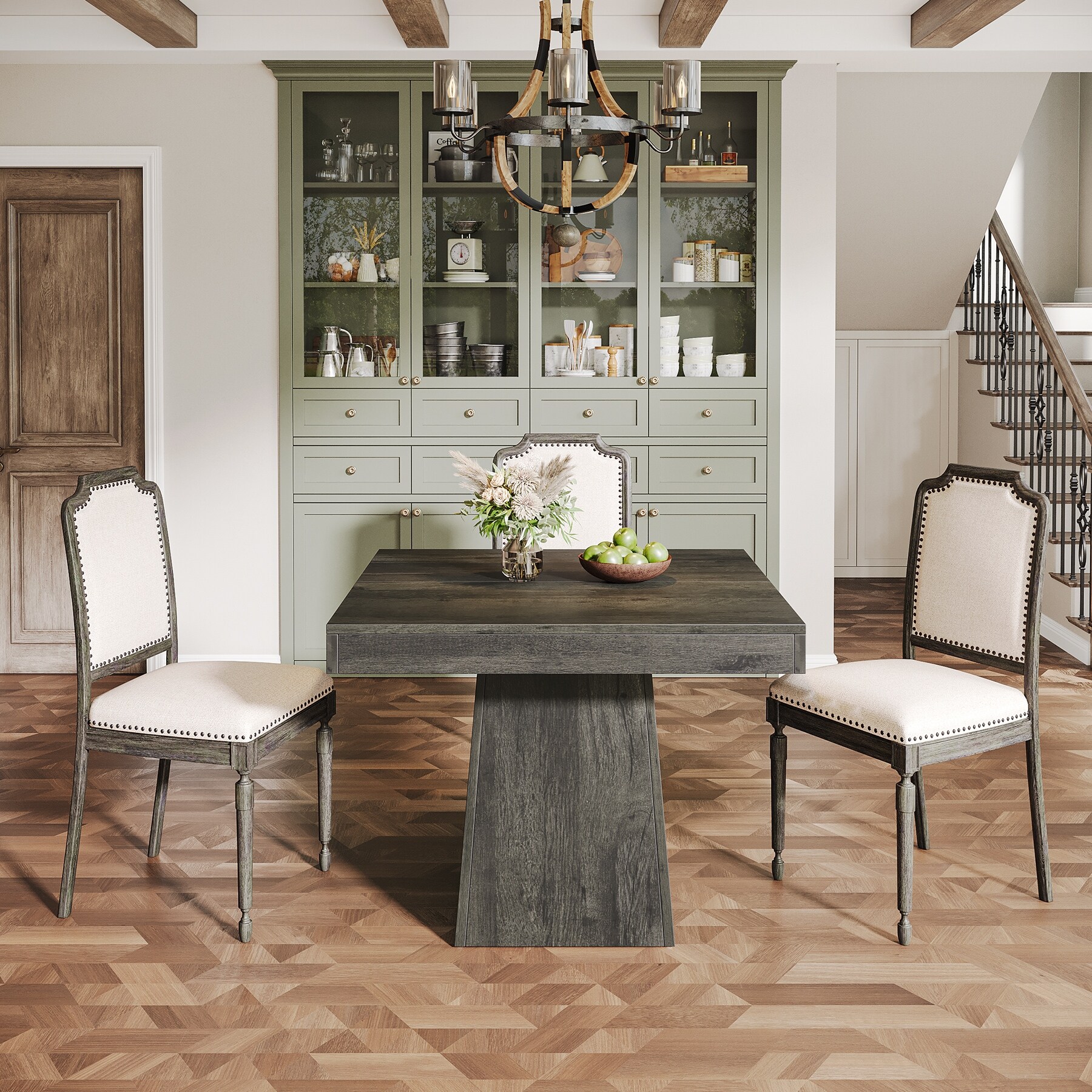 31.5-Inch Square Dining Table for 4, Farmhouse Kitchen Table