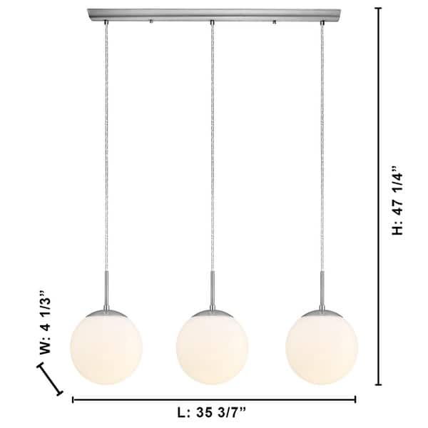 Eglo Romy 3-Light Satin Nickel Linear Pendant with Opal Glass