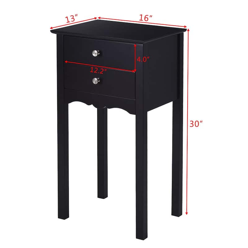 Gymax Side Table End Accent Table Night Stand W/ 2 Drawers Furniture