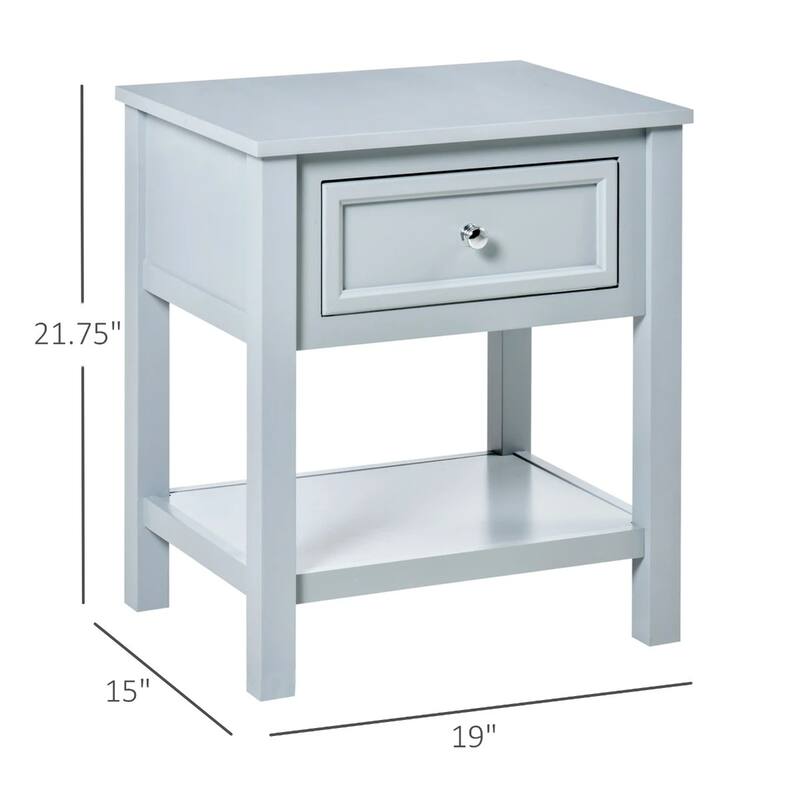 Accent End Table, Sofa Side Table with Storage Drawer and Bottom Shelf