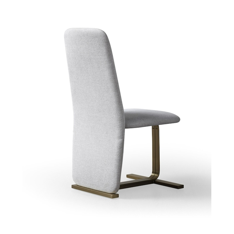 Antique Brass/Light Gray Fabric Upholstered Metal Frame Dining Chair, Set of 2, Sturdy Dining Chair for Dining Rooms - 23.5