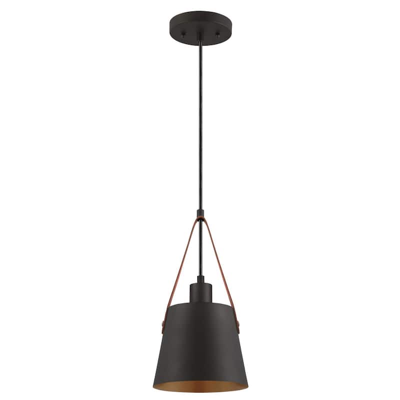 Westinghouse Lighting Pasco One Light Indoor Mini Pendant, Black-Bronze Finish with Leather Strap - 1-Light - 1-Light - Black-Bronze
