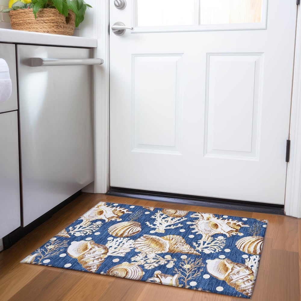 Premium Washable Super Soft Coastal Seashells Mayfield Rug