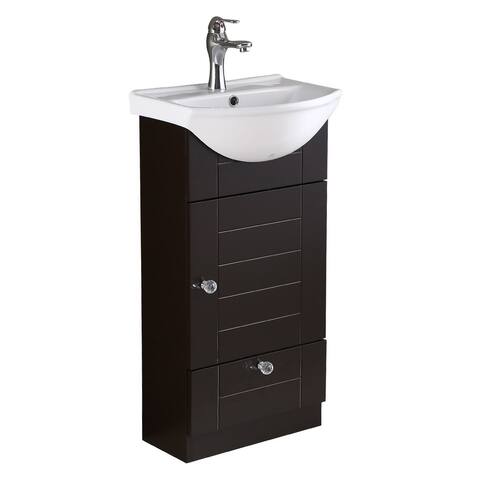 Small Cabinet Vanity Bathroom Sink 17 3/4" Black With Faucet Drain Overflow And Storage Space Saving Drawer Renovators Supply