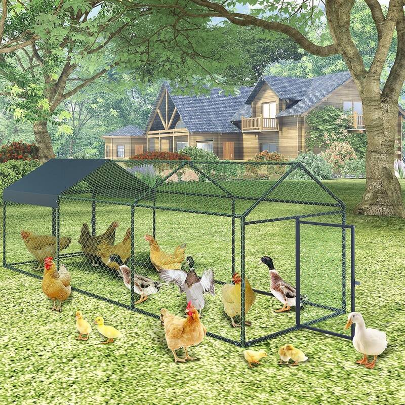 Outdoor Chicken Run Coop Hen House, Poultry Cage for Backyard Farm