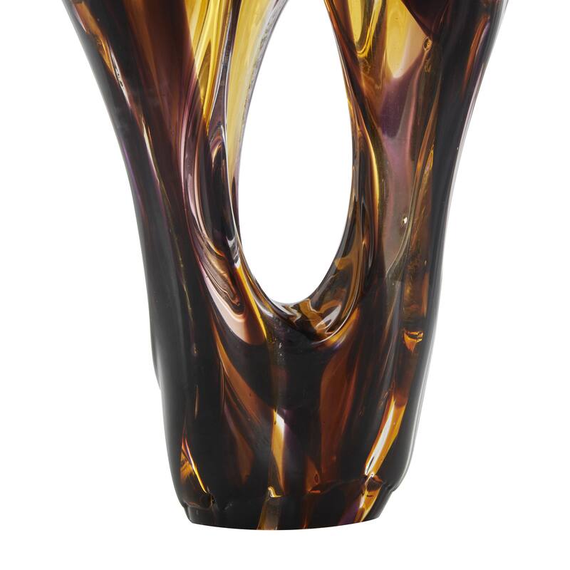Glass Abstract Cutout Decorative Sculpture with Pink and Amber Accents - Yellow - Roche River Decor