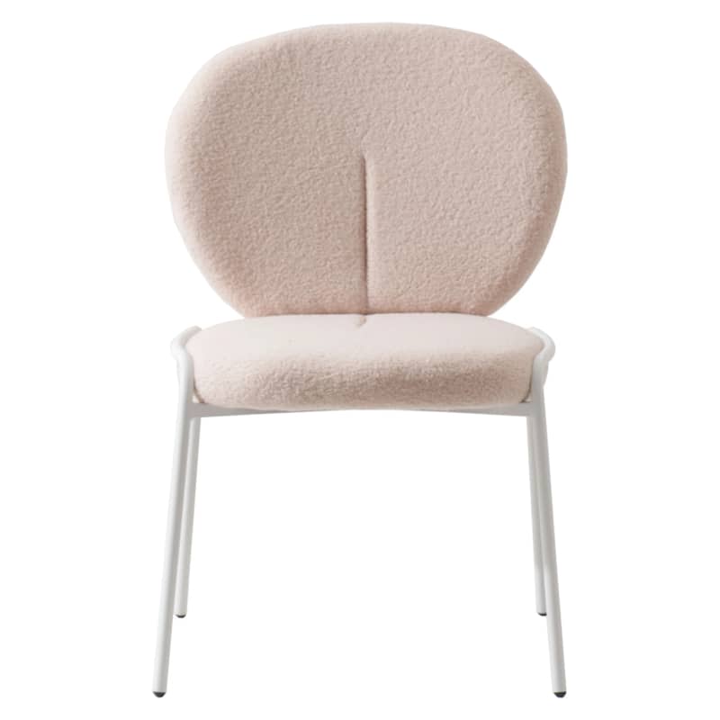 Celestial Modern Boucle Dining Chairs - Upholstered Accent Side Chairs with White Powder-Coated Iron Frame Set of 2