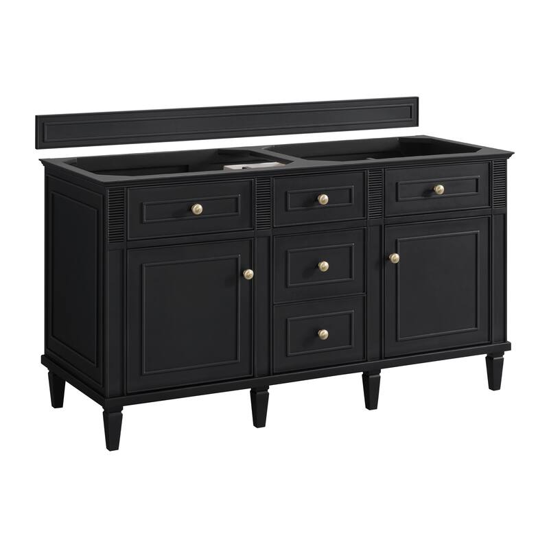 James Martin Vanities Lorelai 60" Double Vanity, Black Onyx - Base Only - No Top.
