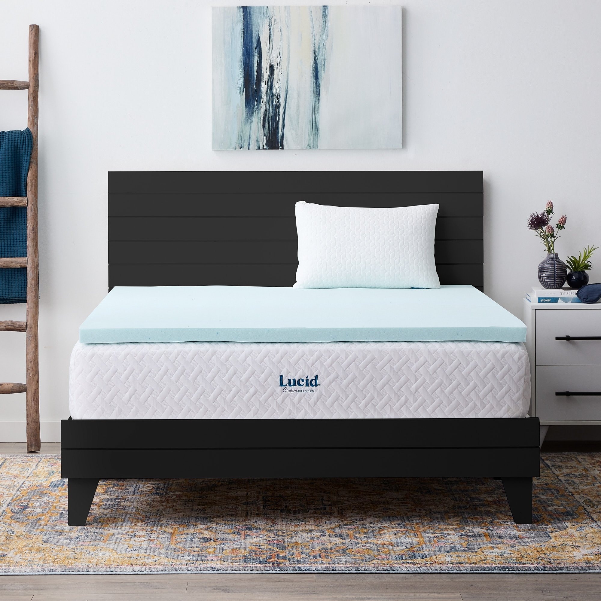 Lucid 2-Inch Memory Foam Topper with Cooling Gel and Aloe