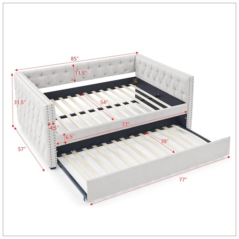 Full Upholstered Daybed with Twin Trundle