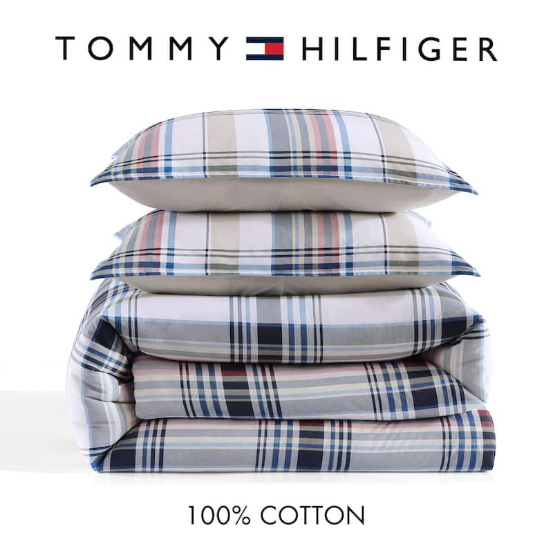Tommy Hilfiger Waterbury Plaid Cottton Blue Duvet Cover Set