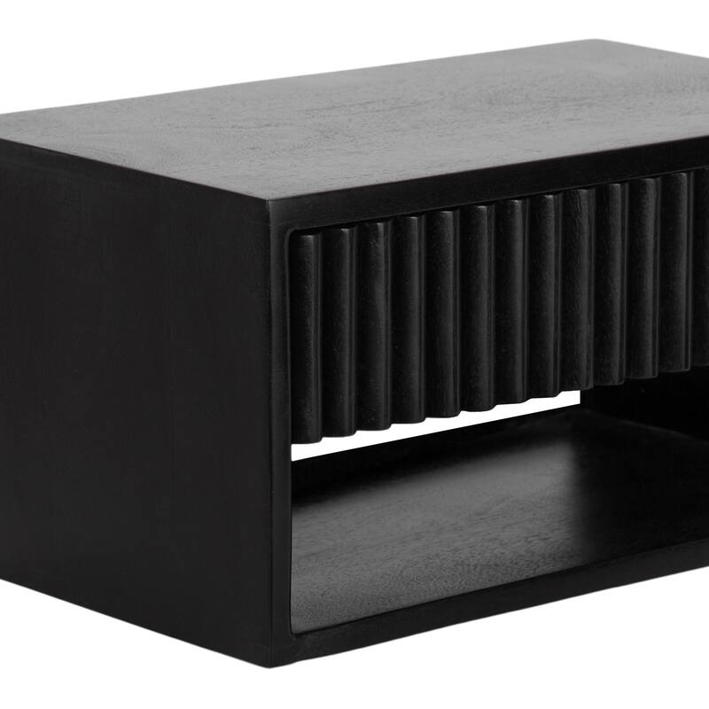 Kate and Laurel Reid Floating Wood Side Table with Open Storage