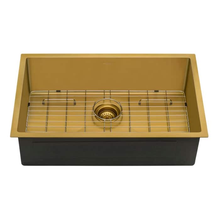 Ruvati 27-inch Undermount Satin Matte Gold Stainless Steel Kitchen Sink 16 Gauge Single Bowl - 8' x 11'