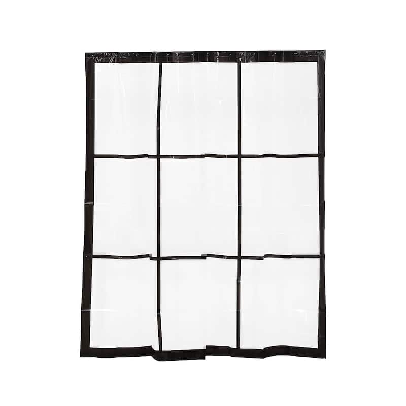 Transparent PEVA Shower Curtain - Black Window Design - 71x71 Inches