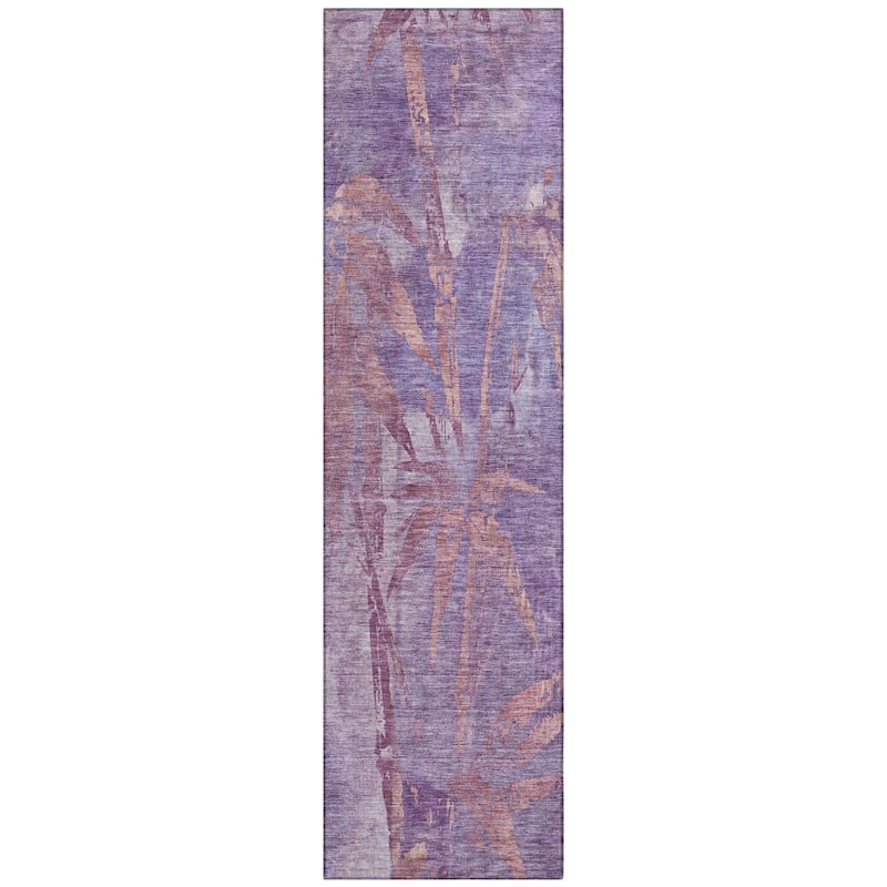 Machine Washable Indoor/ Outdoor Modern Floral Chantille Rug